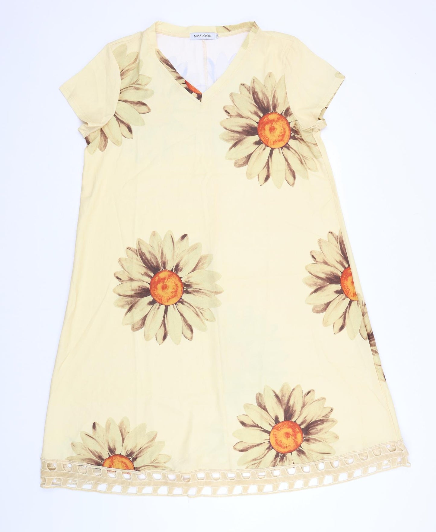 MissLook Womens Yellow Floral  A-Line  Size 3XL