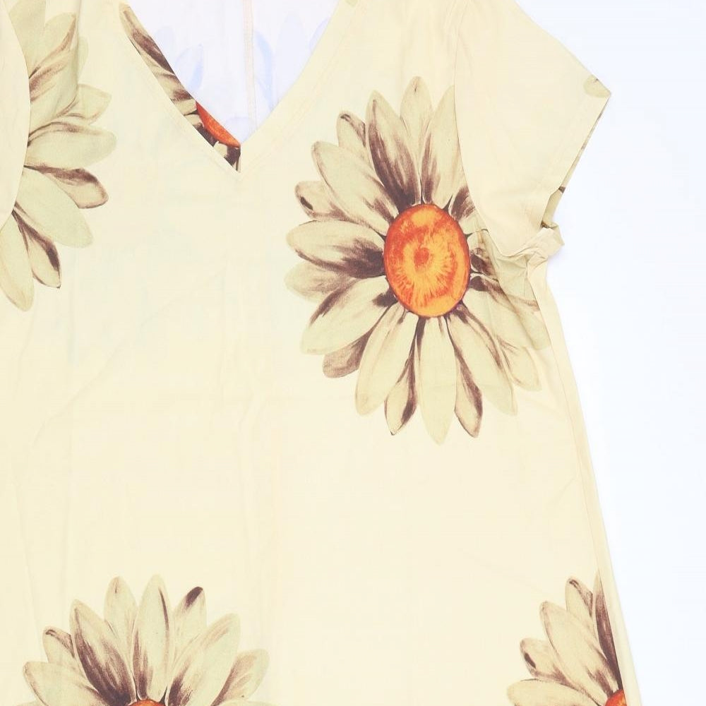 MissLook Womens Yellow Floral  A-Line  Size 3XL