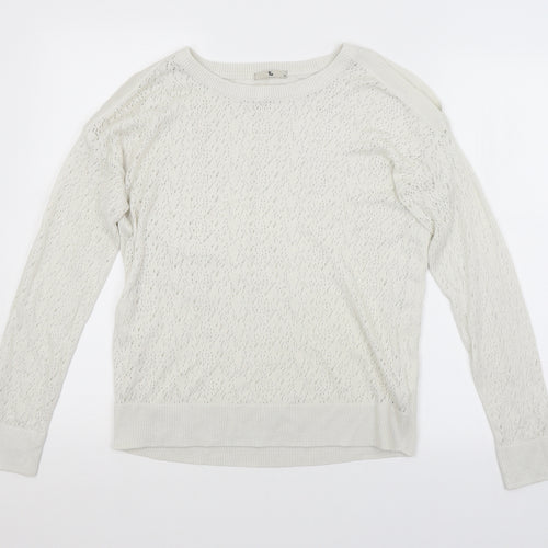 TU Womens White Argyle/Diamond  Pullover Jumper Size 12
