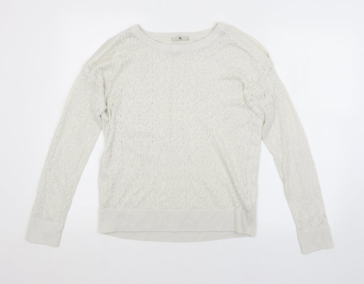 TU Womens White Argyle/Diamond  Pullover Jumper Size 12