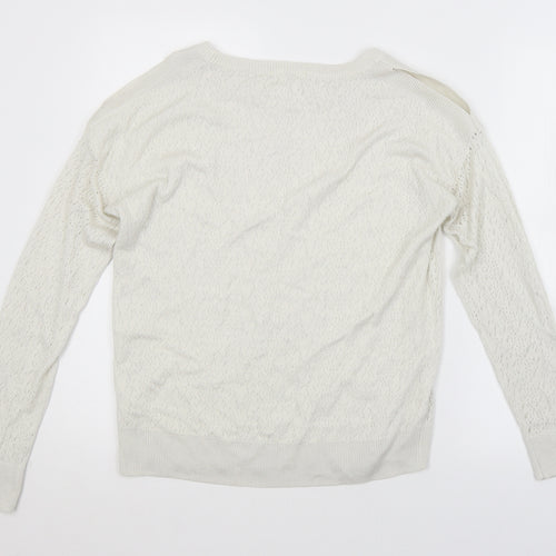 TU Womens White Argyle/Diamond  Pullover Jumper Size 12