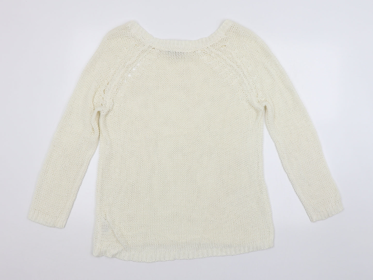 Peacocks Womens White   Pullover Jumper Size L