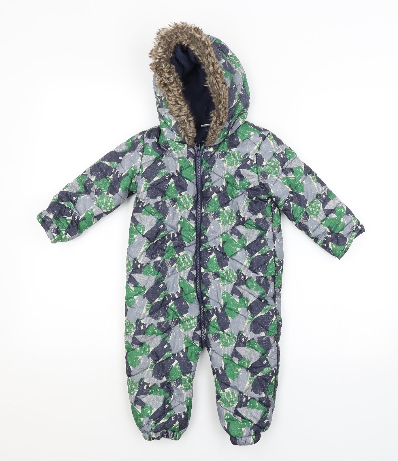 F&F Baby Multicoloured Animal Print  Overcoat Snowsuit Size 12-18 Months