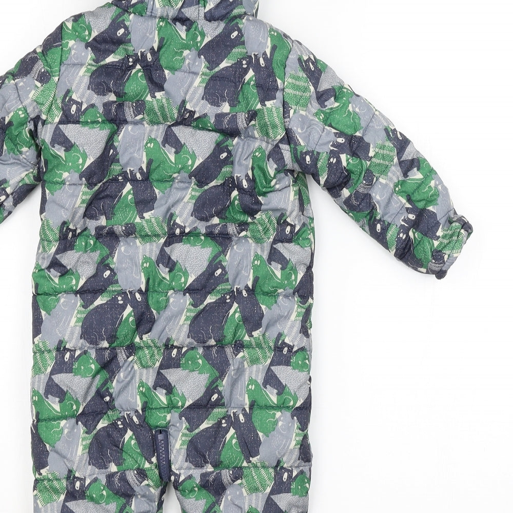 F&F Baby Multicoloured Animal Print  Overcoat Snowsuit Size 12-18 Months