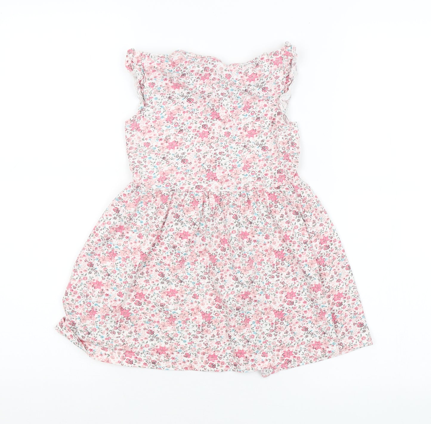 Preworn Girls Pink Floral  Shirt Dress  Size 3-4 Years