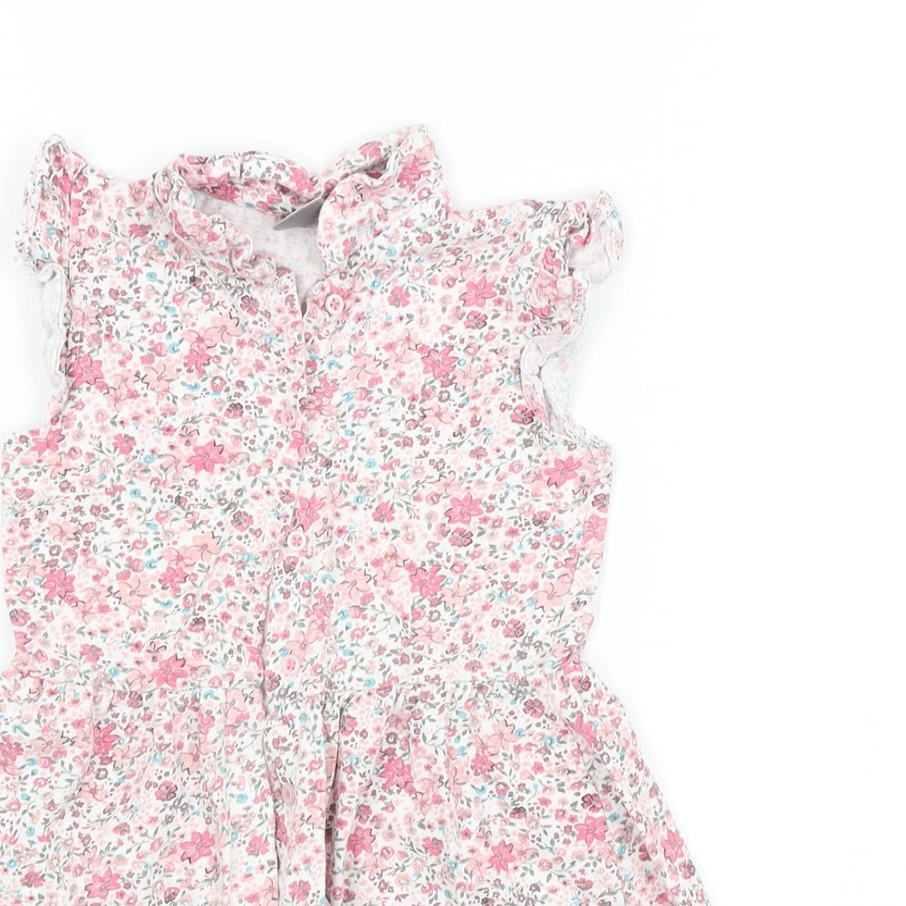Preworn Girls Pink Floral  Shirt Dress  Size 3-4 Years