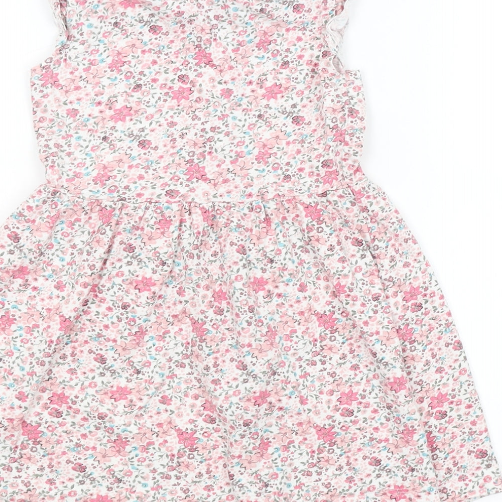 Preworn Girls Pink Floral  Shirt Dress  Size 3-4 Years