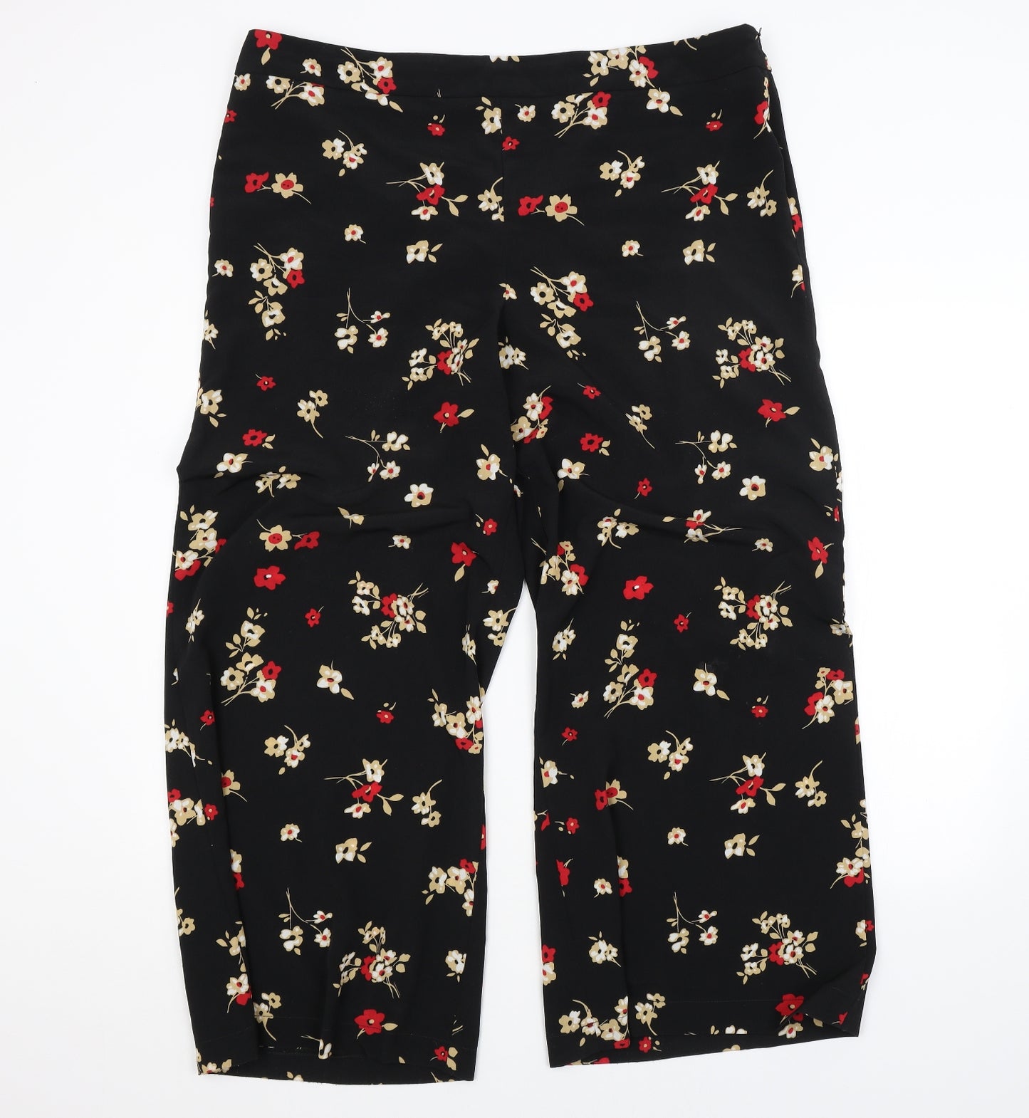 Roman Womens Black Floral  Trousers  Size 20 L27 in