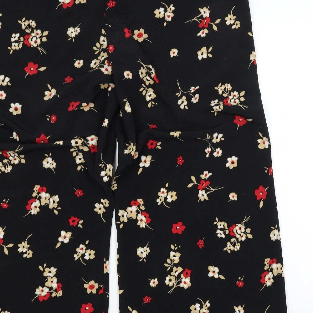 Roman Womens Black Floral  Trousers  Size 20 L27 in