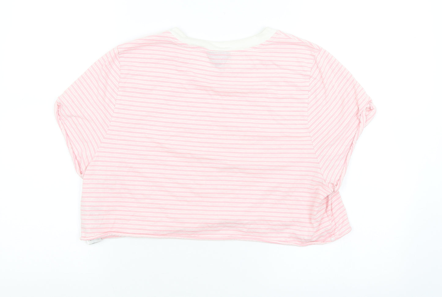 Topshop Womens Pink Striped  Cropped T-Shirt Size 14