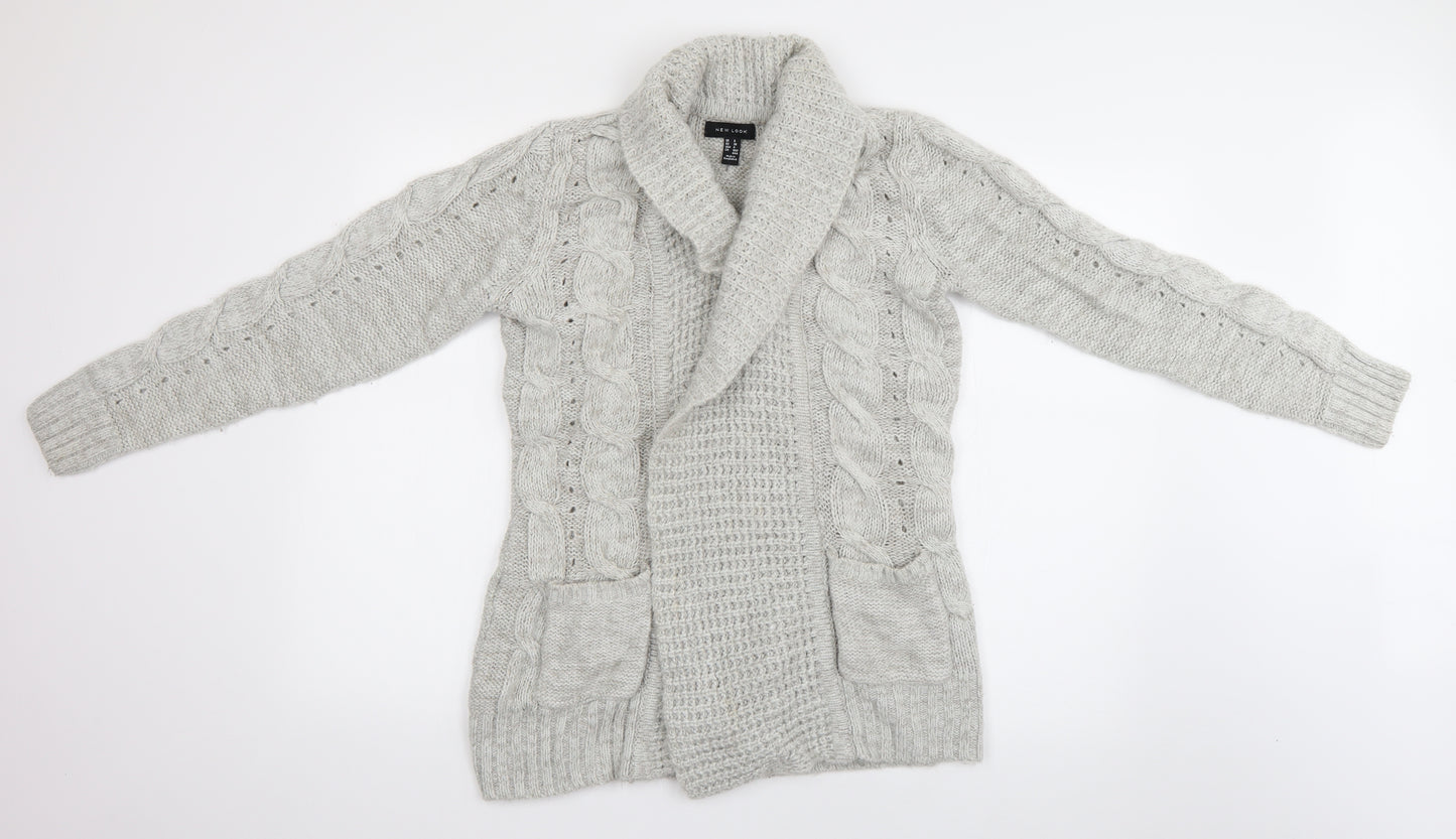 New Look Womens Grey  Knit Cardigan Jumper Size 8