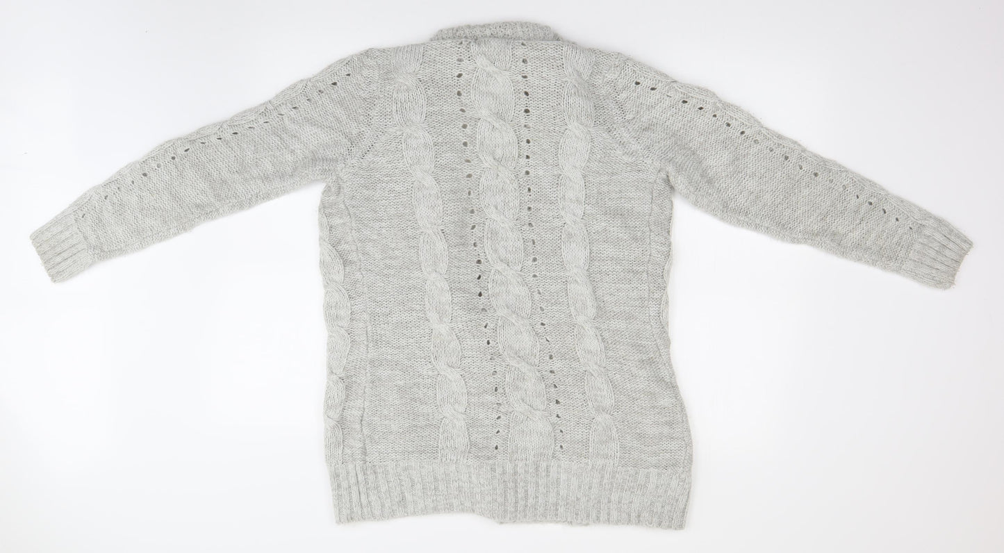 New Look Womens Grey  Knit Cardigan Jumper Size 8