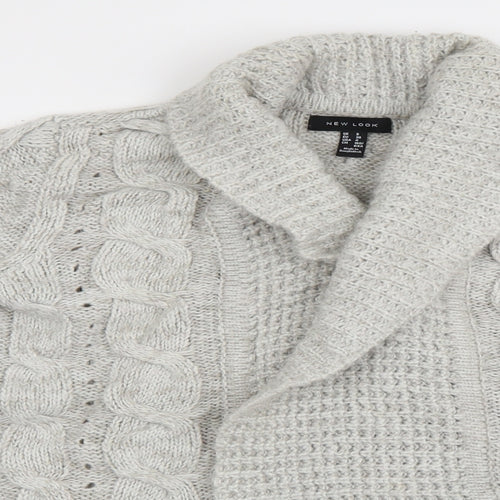 New Look Womens Grey  Knit Cardigan Jumper Size 8