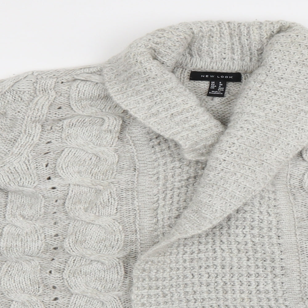 New Look Womens Grey  Knit Cardigan Jumper Size 8