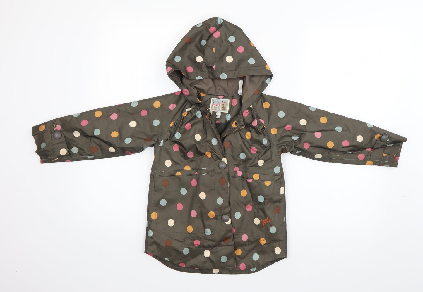 Joules Girls Brown Spotted  Rain Coat Coat Size 4 Years