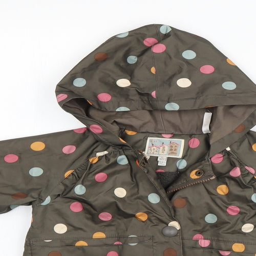 Joules Girls Brown Spotted  Rain Coat Coat Size 4 Years