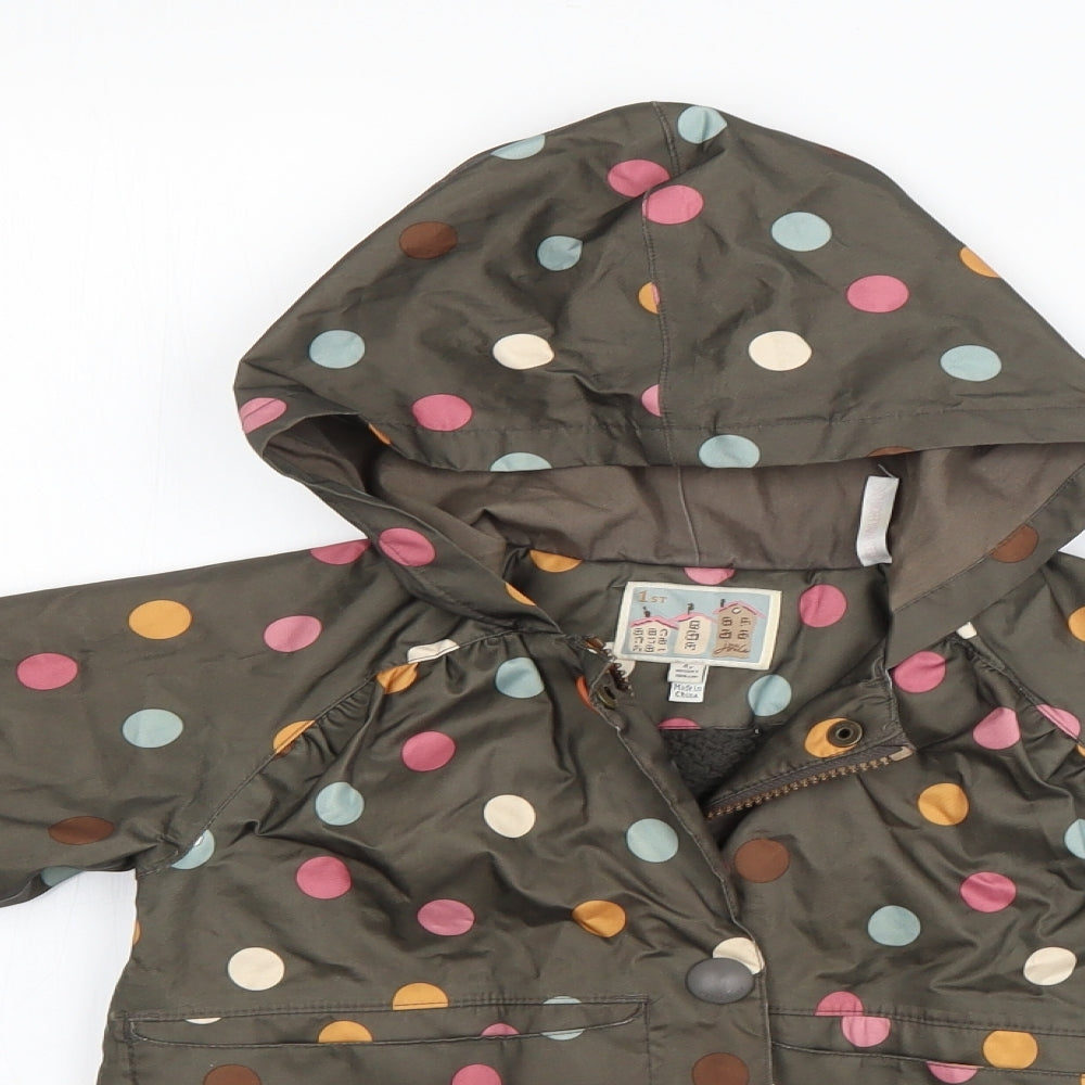 Joules Girls Brown Spotted  Rain Coat Coat Size 4 Years