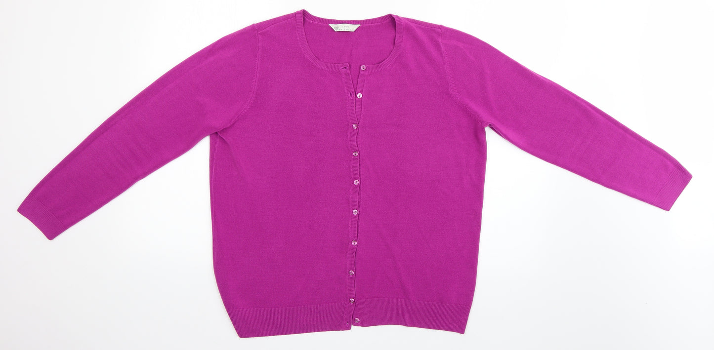 Love Knitwear Womens Purple  Knit Cardigan Jumper Size 16