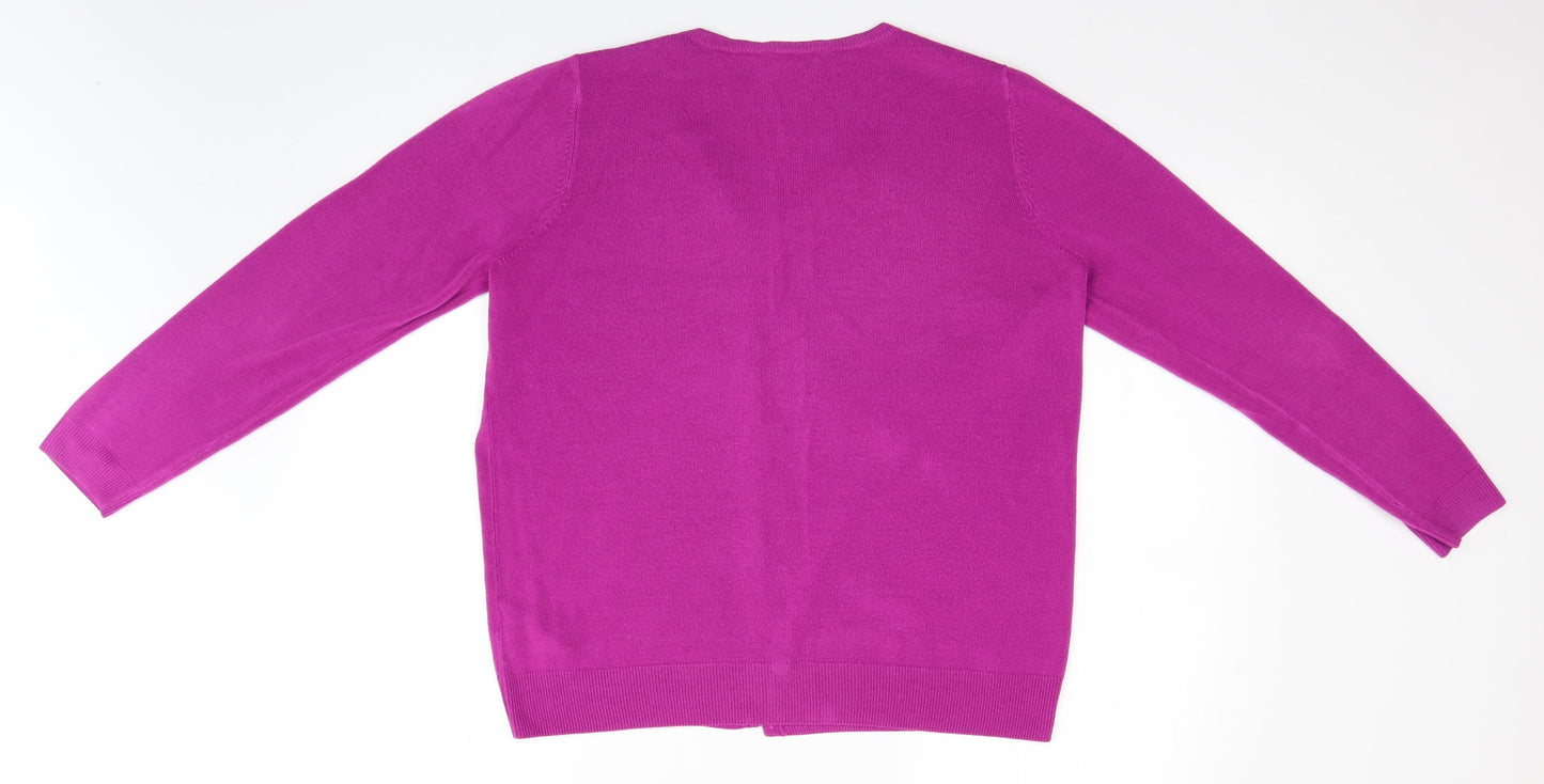 Love Knitwear Womens Purple  Knit Cardigan Jumper Size 16