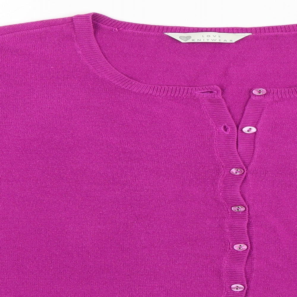 Love Knitwear Womens Purple  Knit Cardigan Jumper Size 16