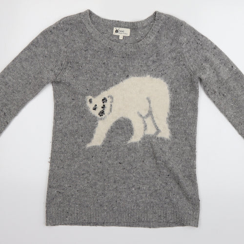 NEXT Womens Grey   Henley Jumper Size 8  - Polar Bear