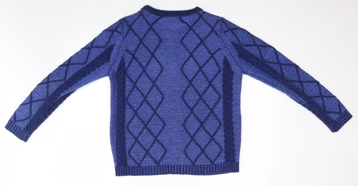 Lilyette Womens Blue Argyle/Diamond  Full Zip Jumper Size M