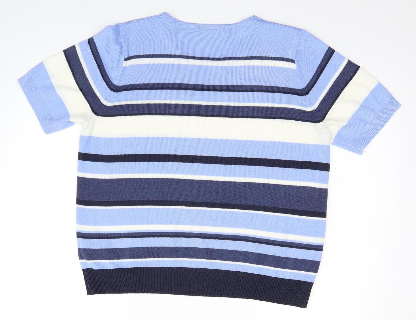 M&S  Womens Blue Striped  Basic T-Shirt Size 16