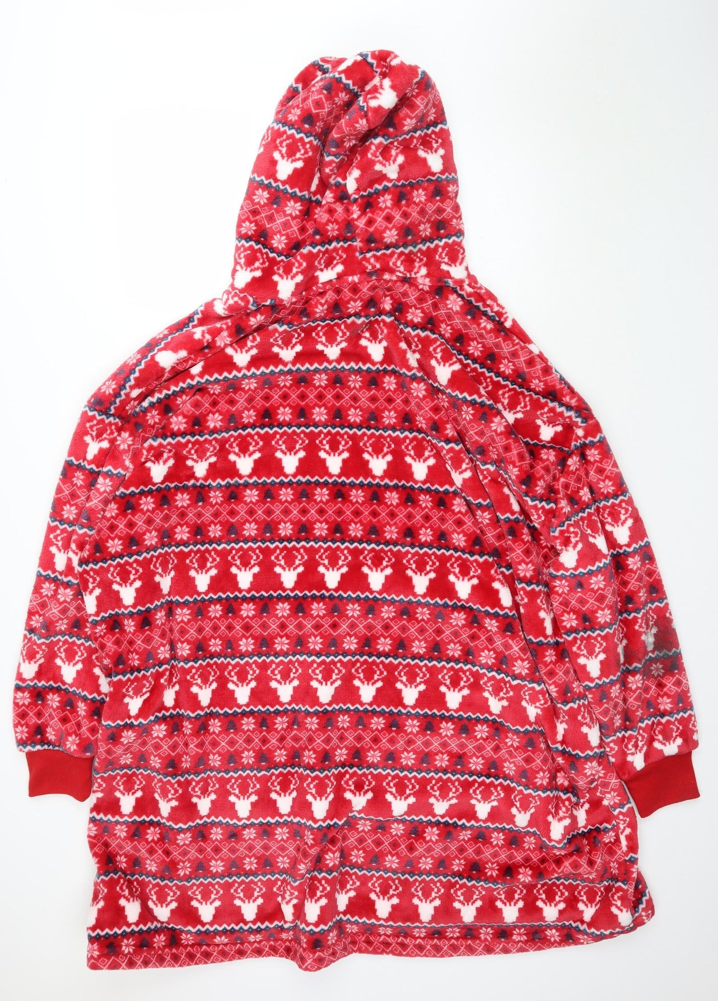 Primark Womens Red Fair Isle  Top One Piece One Size  - Christmas fluffy loungewear hoodie