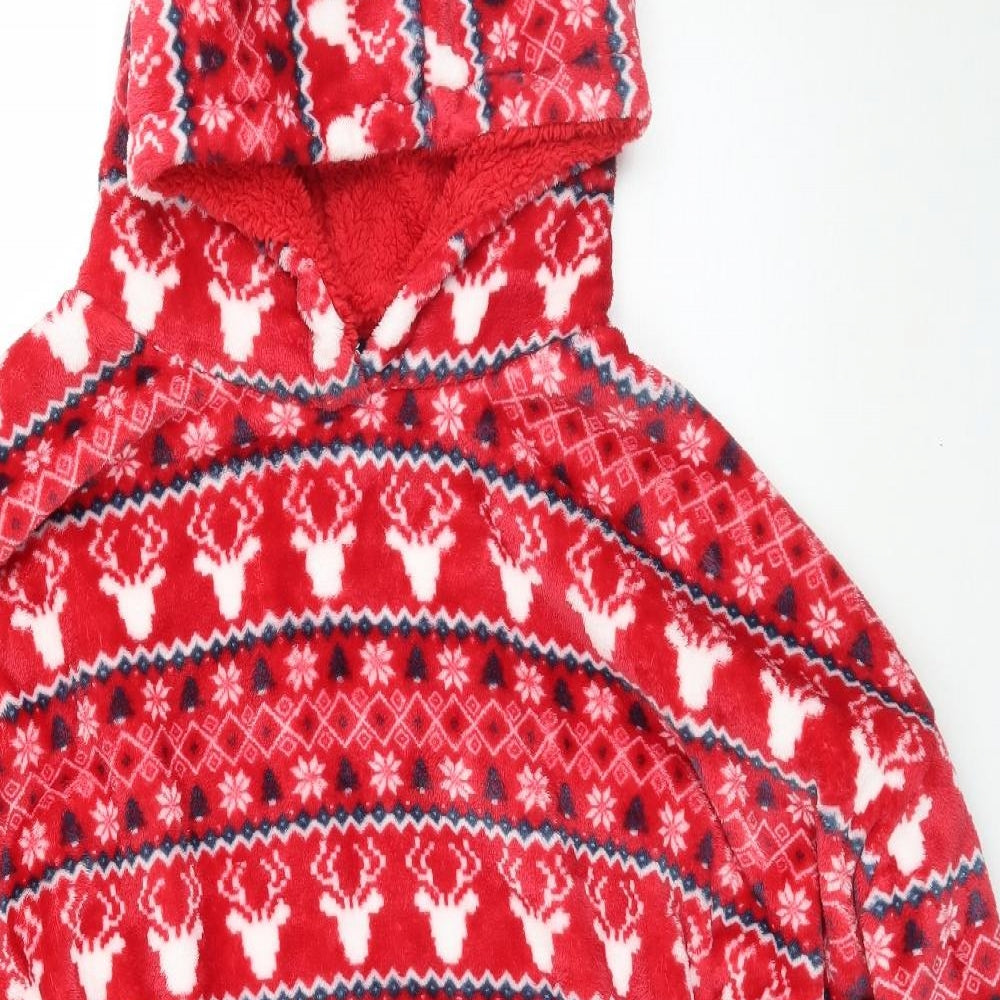Primark Womens Red Fair Isle  Top One Piece One Size  - Christmas fluffy loungewear hoodie