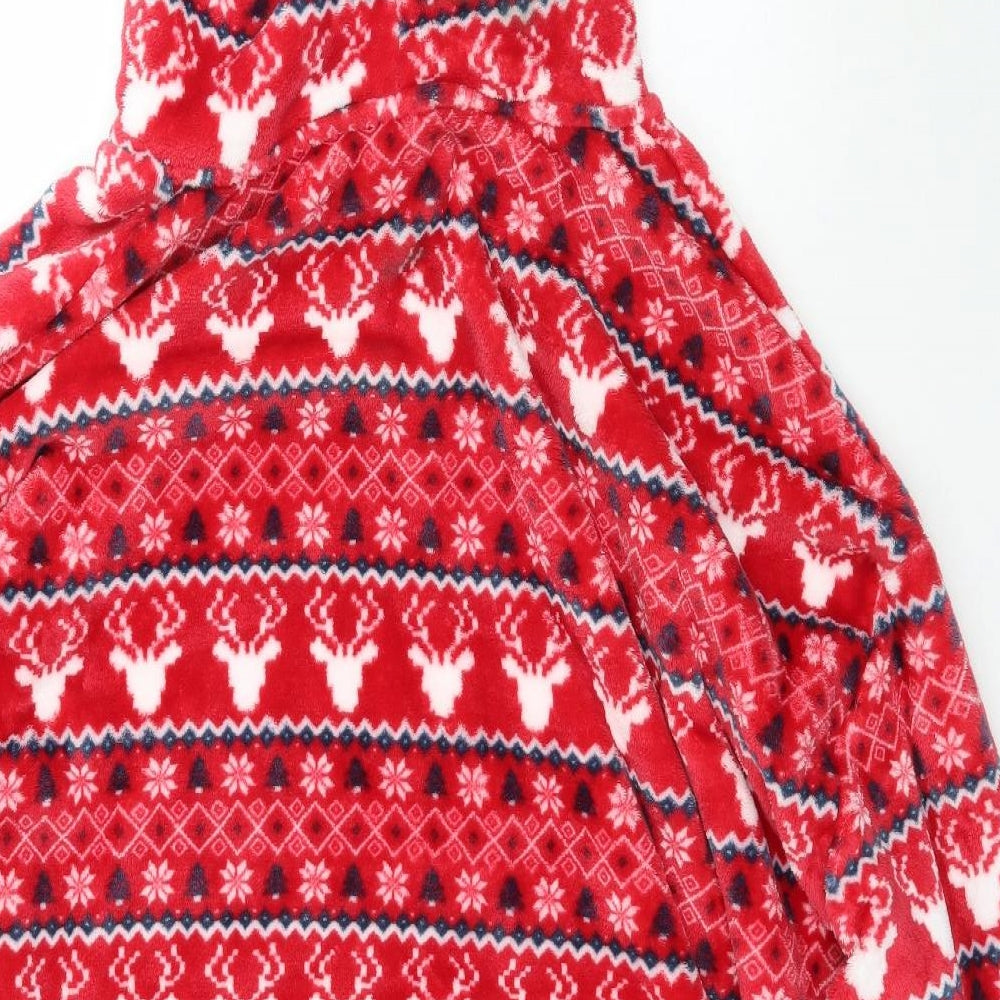 Primark Womens Red Fair Isle  Top One Piece One Size  - Christmas fluffy loungewear hoodie
