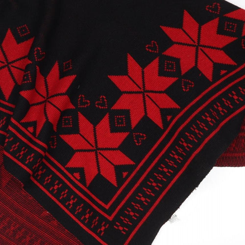 Preworn Womens Red Fair Isle Knit Pullover Jumper One Size  - Poncho