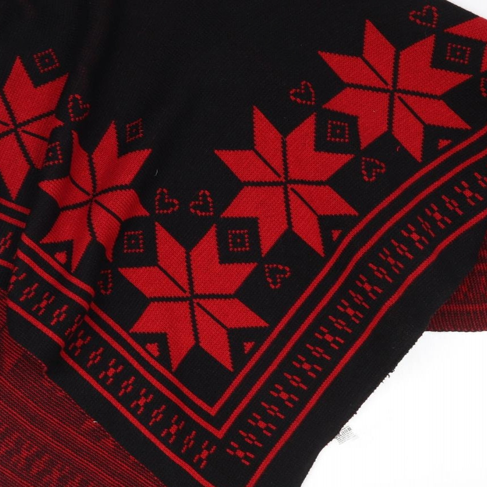 Preworn Womens Red Fair Isle Knit Pullover Jumper One Size  - Poncho