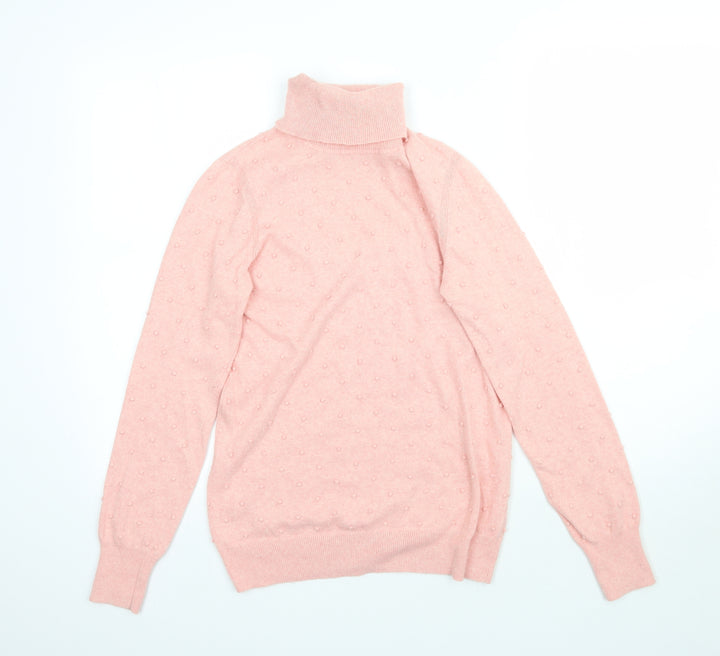 CC Womens Pink Polka Dot Knit Pullover Jumper Size S - Textured Polka Dot