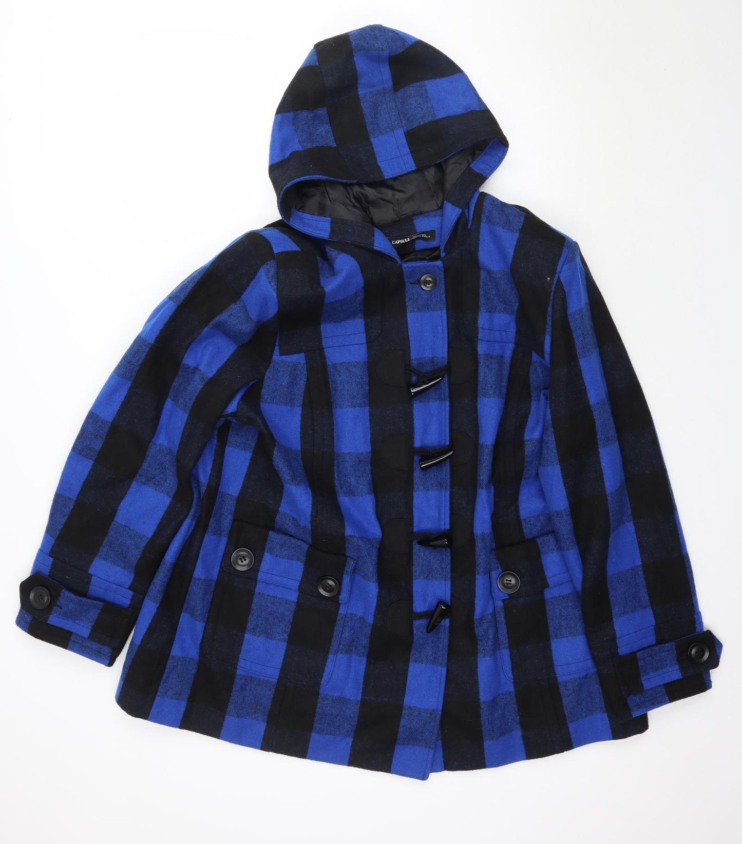 Capsule Womens Blue Plaid  Overcoat Coat Size 22