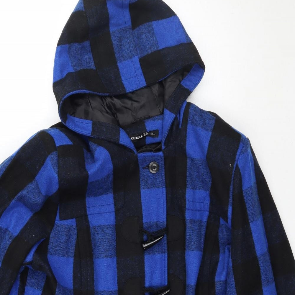 Capsule Womens Blue Plaid  Overcoat Coat Size 22