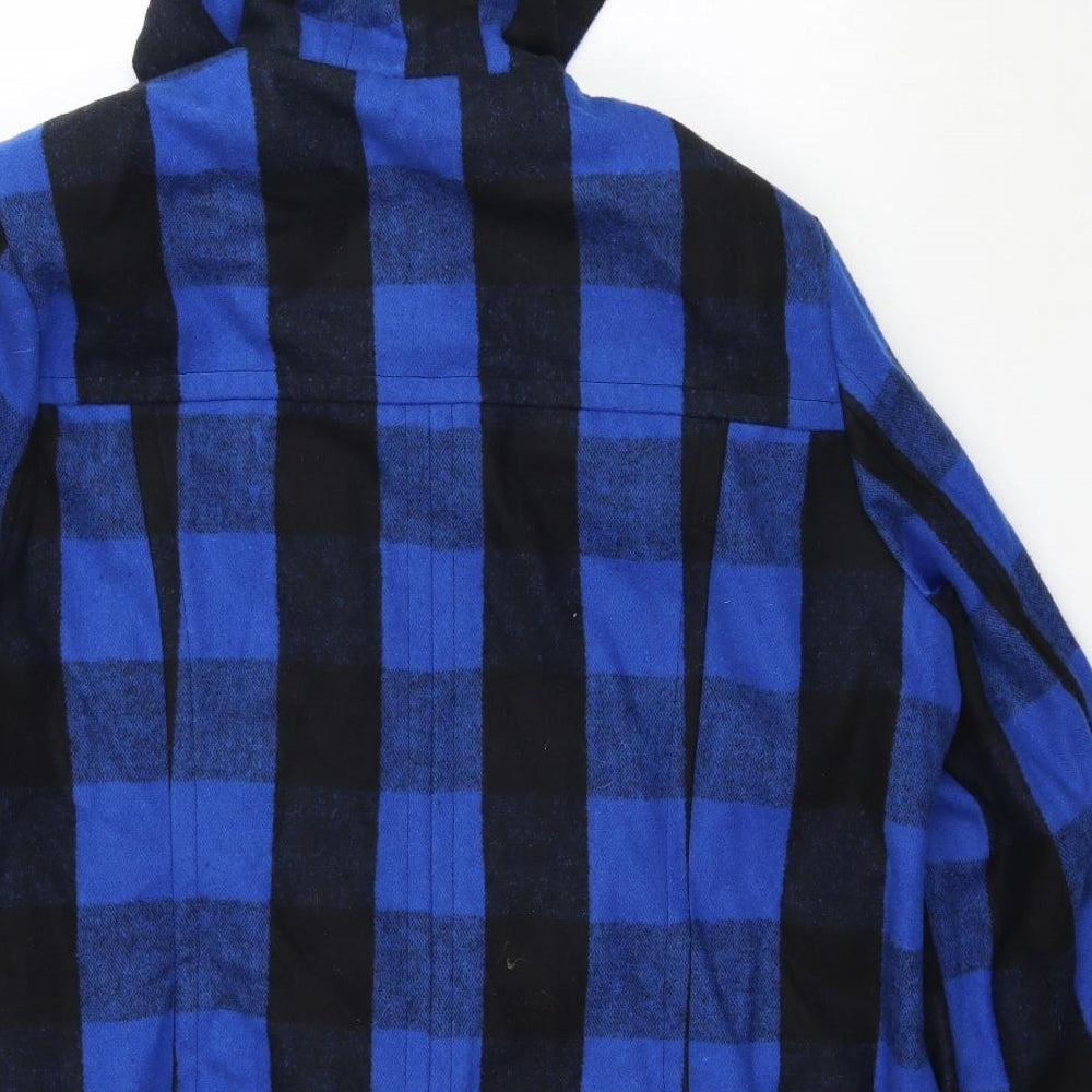 Capsule Womens Blue Plaid  Overcoat Coat Size 22