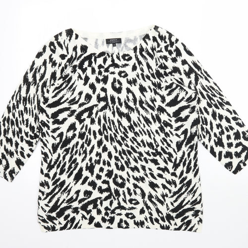 Papaya Womens Ivory Animal Print Knit Pullover Jumper Size 16