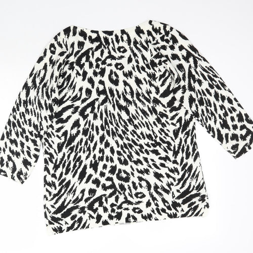 Papaya Womens Ivory Animal Print Knit Pullover Jumper Size 16