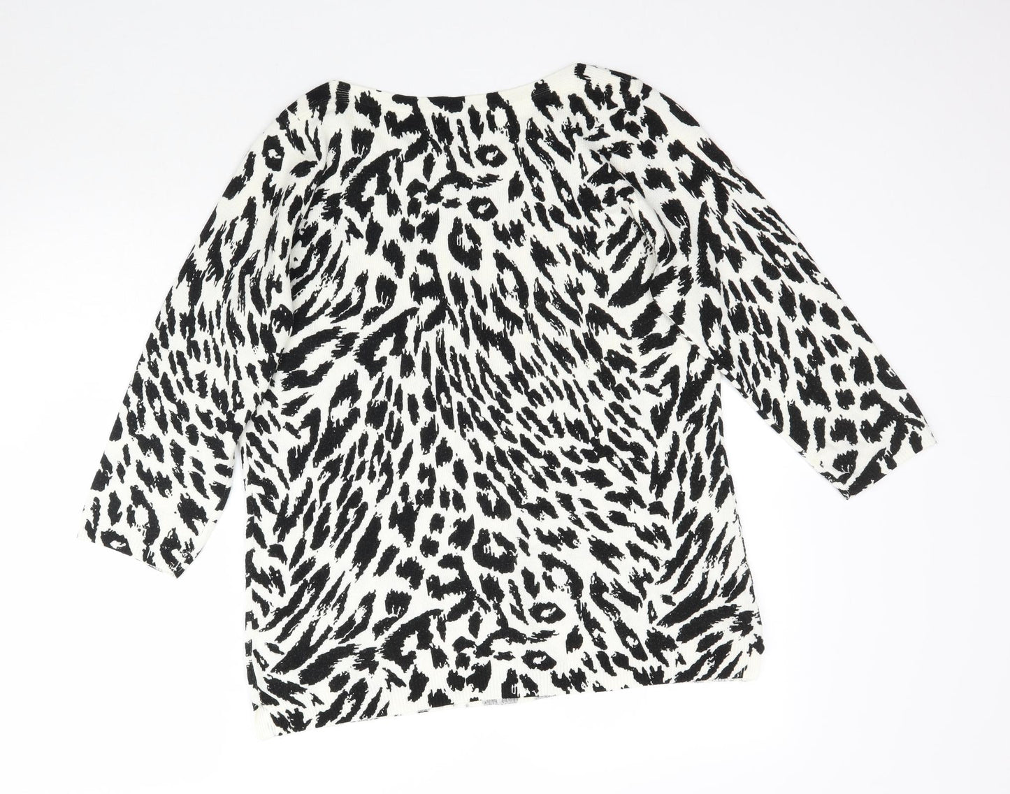 Papaya Womens Ivory Animal Print Knit Pullover Jumper Size 16