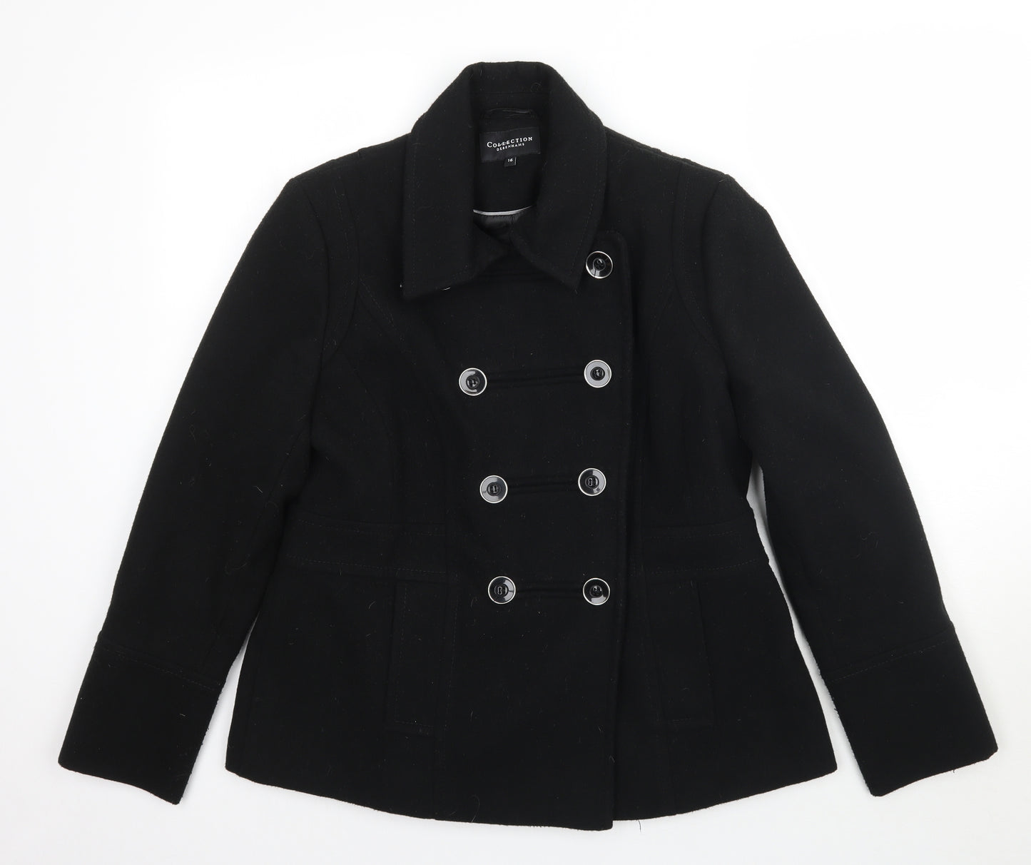 Debenhams Womens Black   Overcoat Coat Size 16