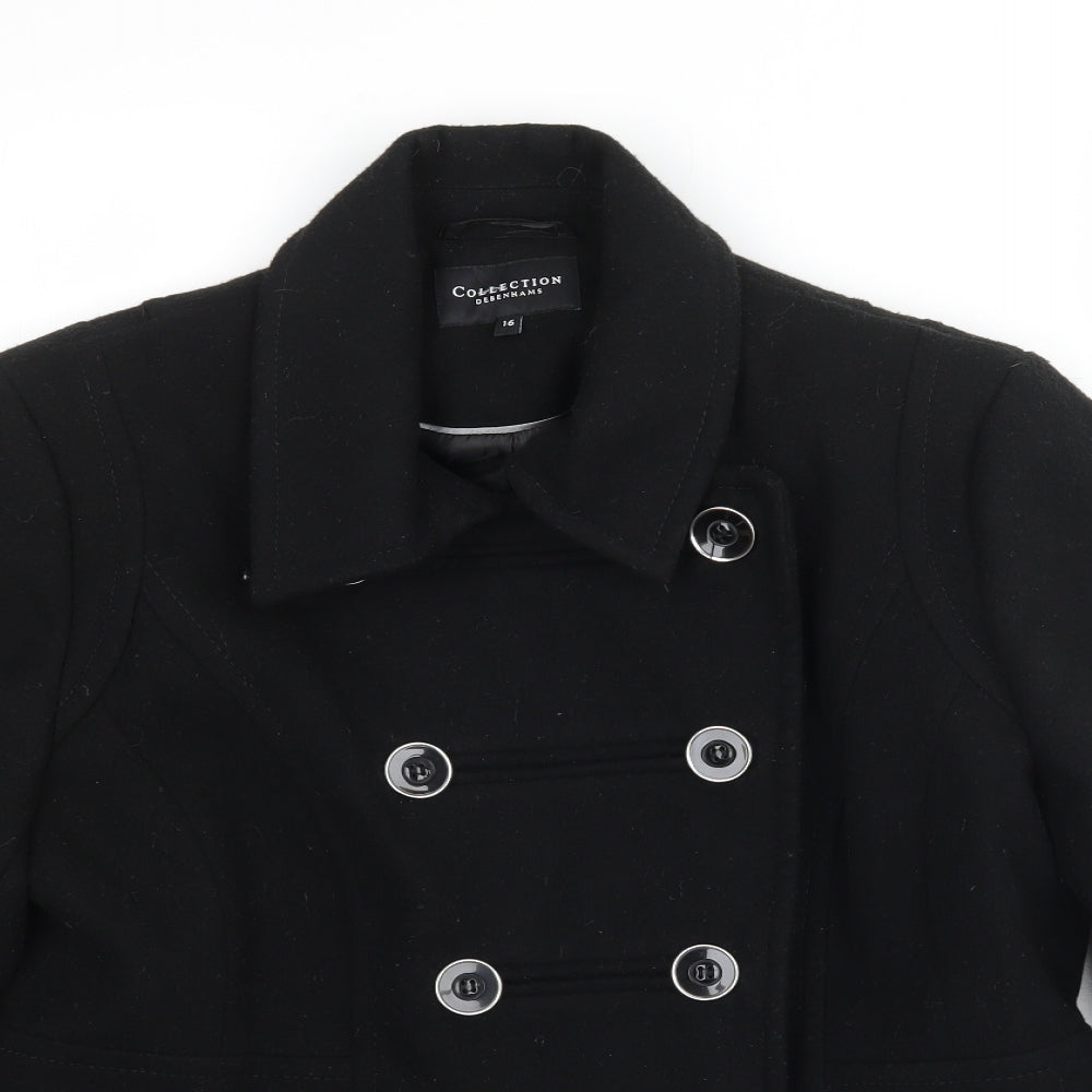 Debenhams Womens Black   Overcoat Coat Size 16