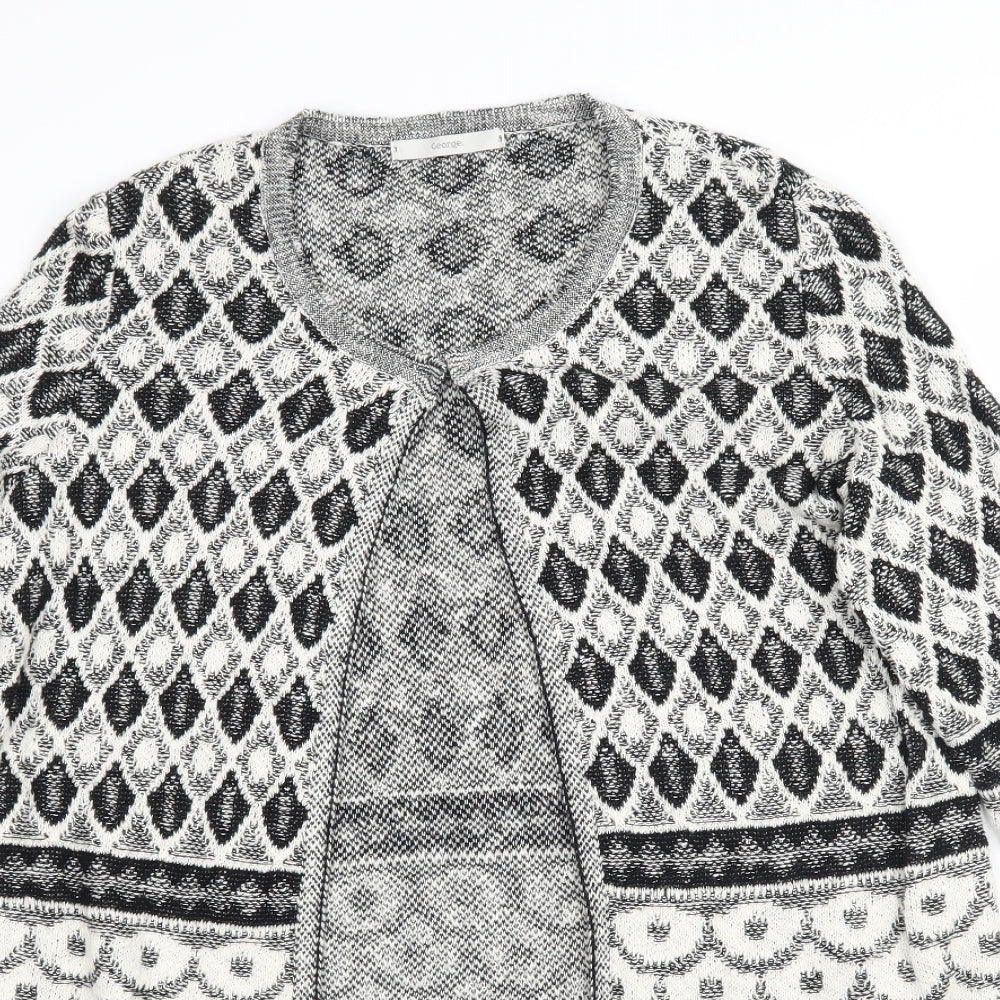 George Womens Black Argyle/Diamond  Cardigan Jumper Size 12