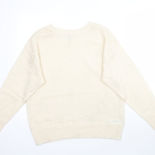 Monsoon Womens Ivory Polka Dot Knit Pullover Jumper Size M