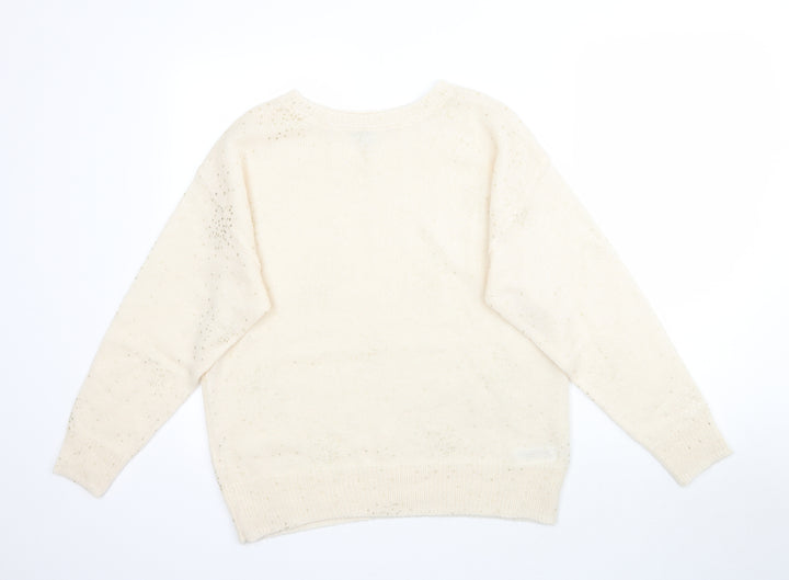 Monsoon Womens Ivory Polka Dot Knit Pullover Jumper Size M