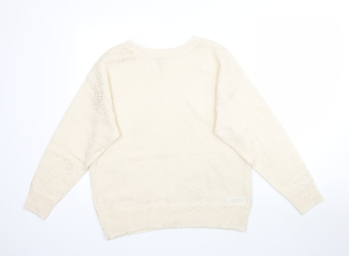 Monsoon Womens Ivory Polka Dot Knit Pullover Jumper Size M
