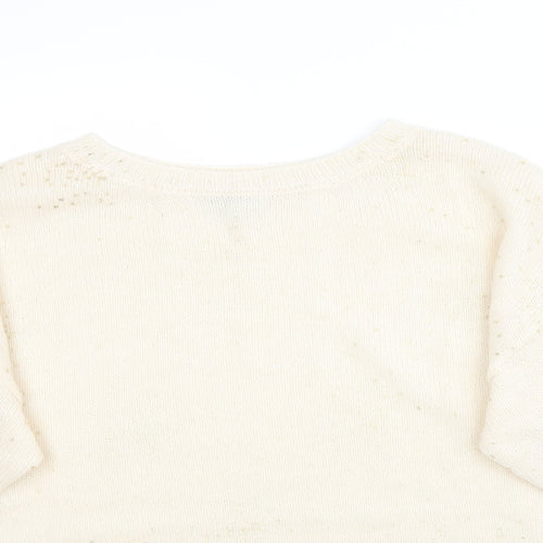 Monsoon Womens Ivory Polka Dot Knit Pullover Jumper Size M