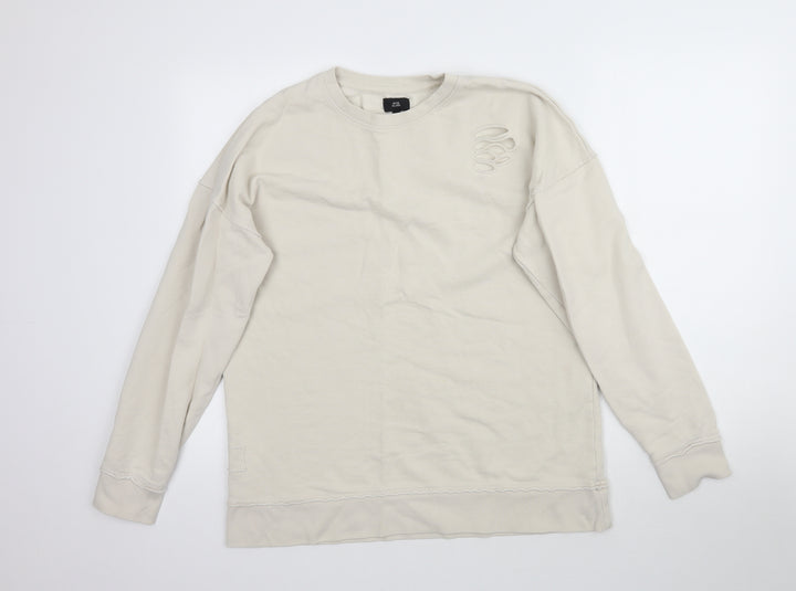 River Island Womens Beige Pullover Sweatshirt Size M - Distressed