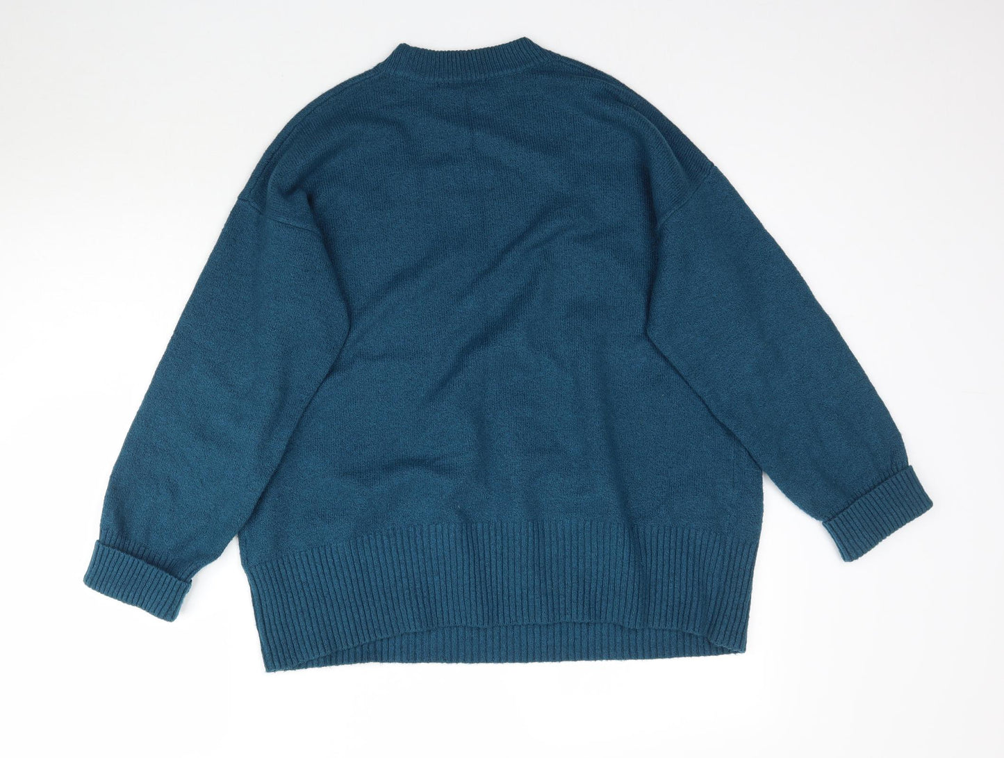 White Stuff Womens Blue  Knit Pullover Jumper Size 14  - Jacquard Flowers