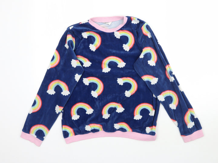 M&Co Girls Multicoloured Solid Top Pyjama Top Size 11-12 Years - Rainbows