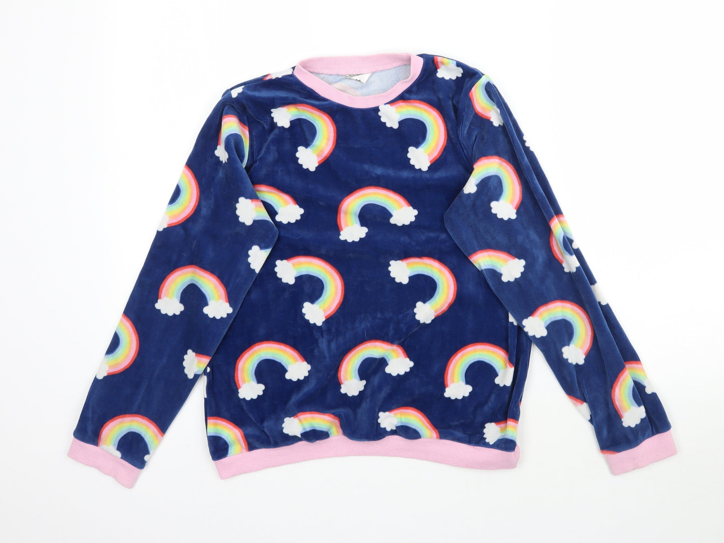 M&Co Girls Multicoloured Solid  Top Pyjama Top Size 11-12 Years  - Rainbows